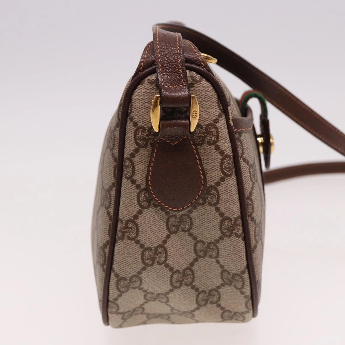 GUCCI Web Sherry Line GG Supreme Shoulder Bag Red Beige 89 02 032  13114