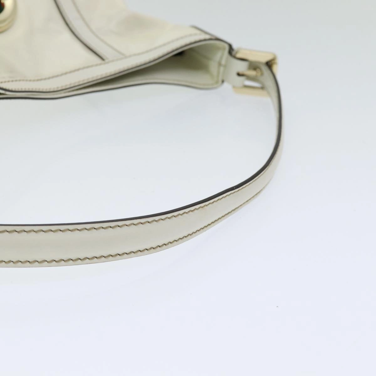 GUCCI Web Sherry Line Shoulder Bag Coated Canvas White Red 162740  ep4886