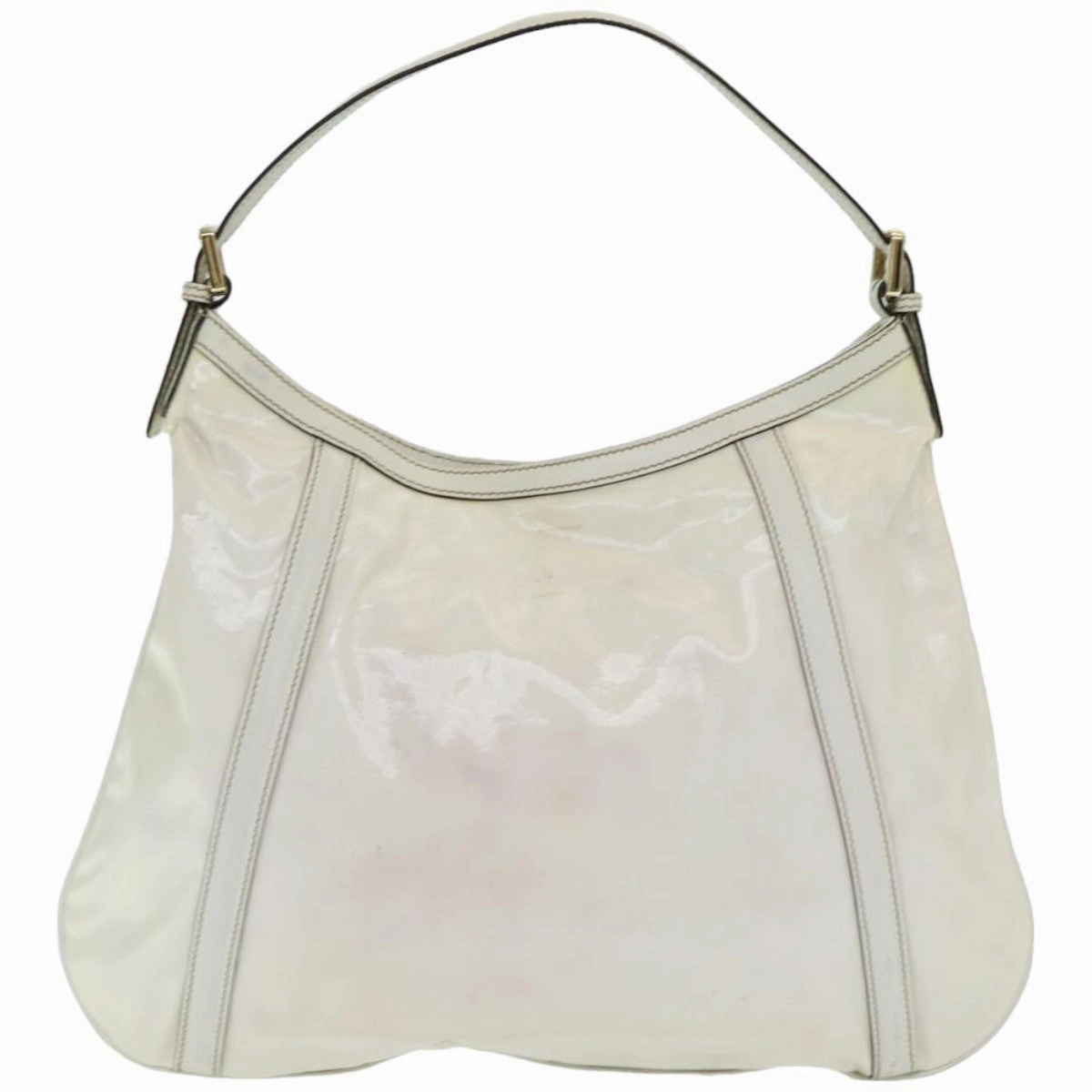 GUCCI Web Sherry Line Shoulder Bag Coated Canvas White Red 162740  ep4886