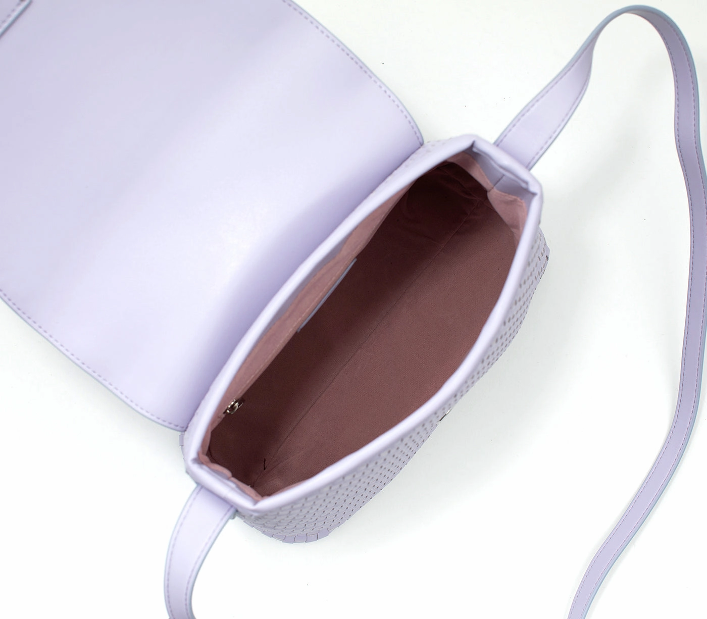 Gunas New York Kate Lilac Vegan Basket Weave Shoulder Bag