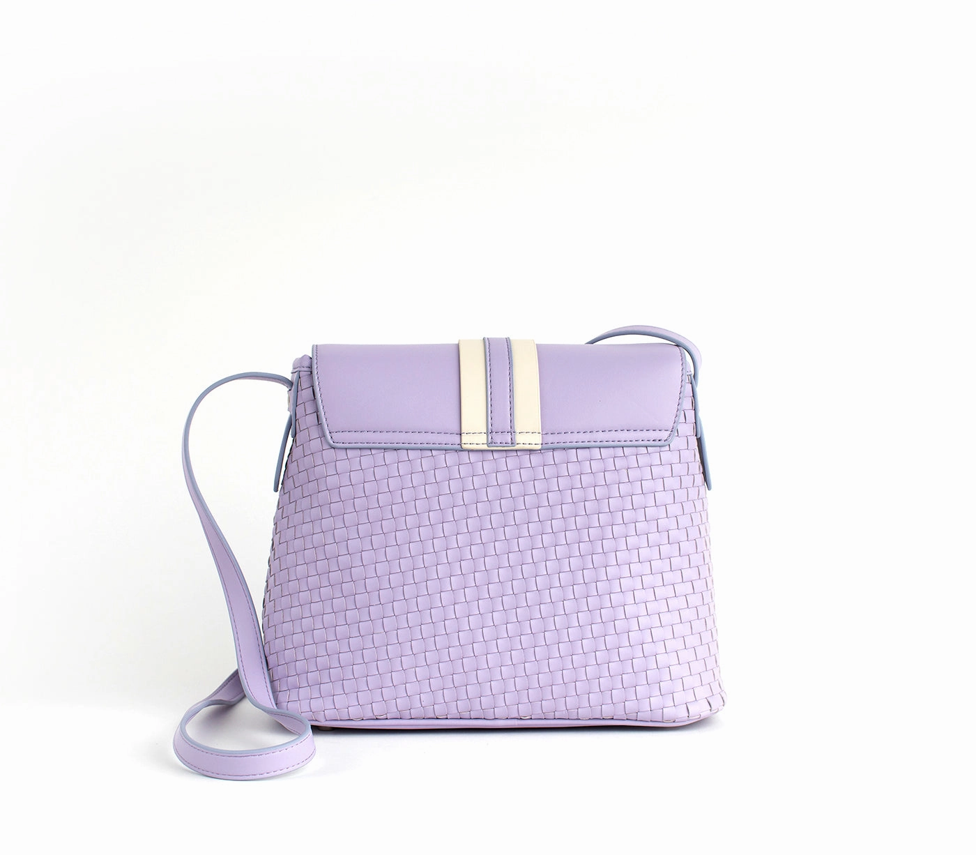 Gunas New York Kate Lilac Vegan Basket Weave Shoulder Bag