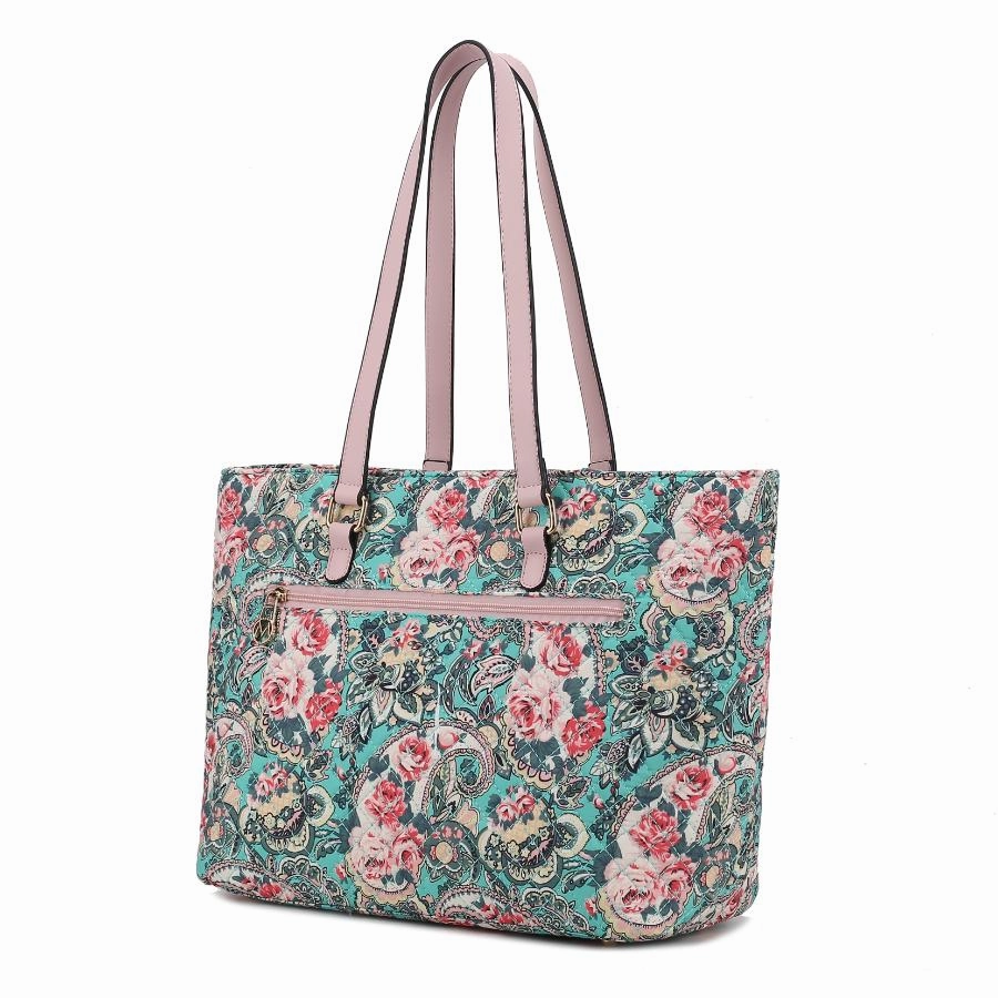 Hallie Quilted Cotton Botanical Pattern Womens Tote Bag