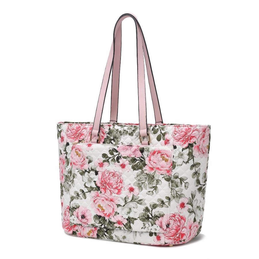 Hallie Quilted Cotton Botanical Pattern Womens Tote Bag