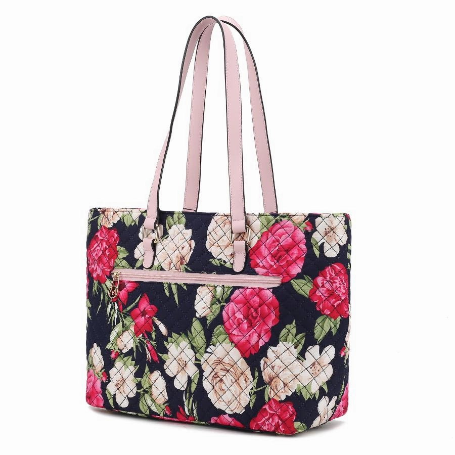 Hallie Quilted Cotton Botanical Pattern Womens Tote Bag