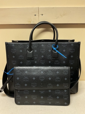 Handbag Luxury Designer By Mcm In Black, Size:Large