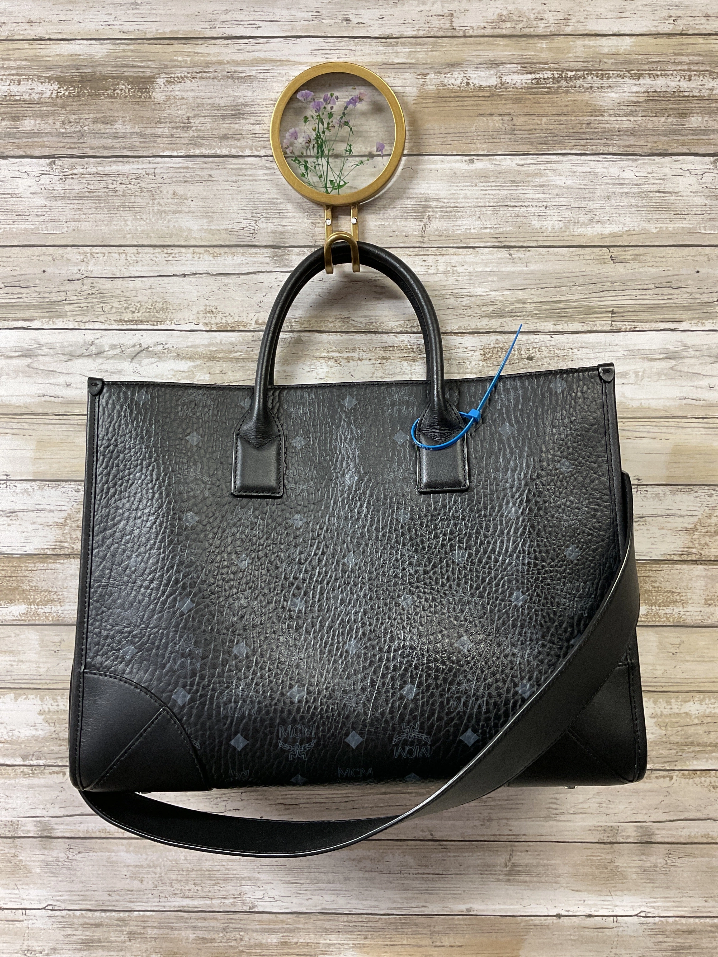 Handbag Luxury Designer By Mcm In Black, Size:Large