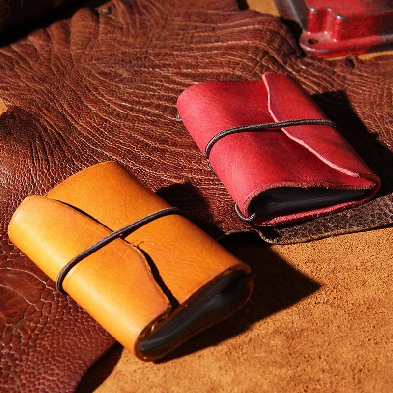 Handmade Leather Mens Card Holder Small Card Wallet for Women