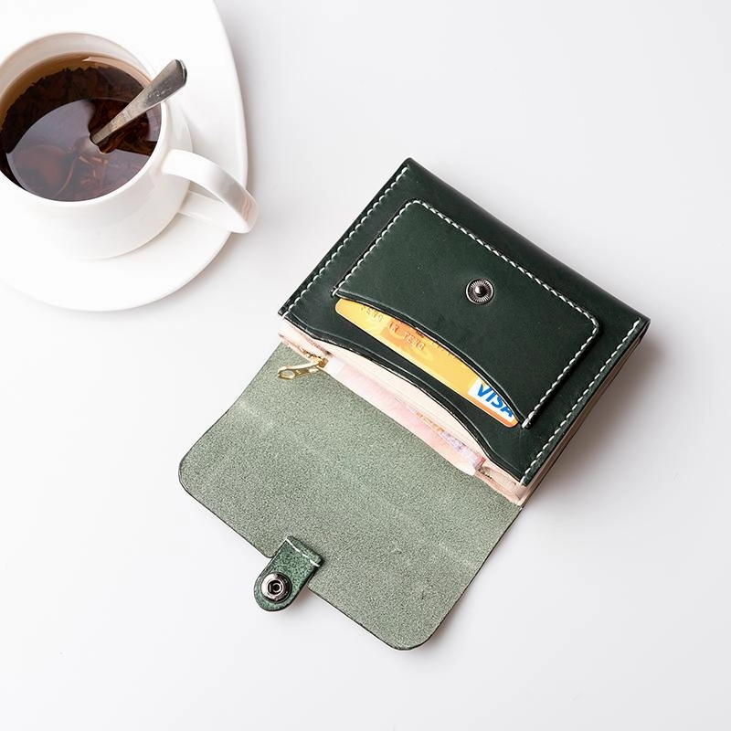 Handmade Leather Mens Cool billfold Wallet Card Holder Small Card Wallets for Men Women
