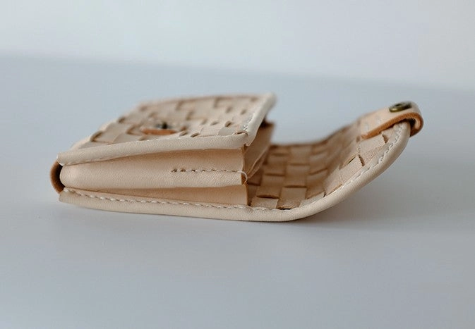 Handmade LEATHER Womens Braided Small Wallet Leather Card Small Wallet FOR Women