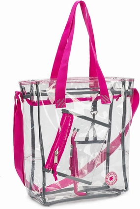 Heavy Duty Clear Tote Bag Quality See Through Messenger Bags with Zipper Durable Transparent Handbag with Cosmetic Pouch