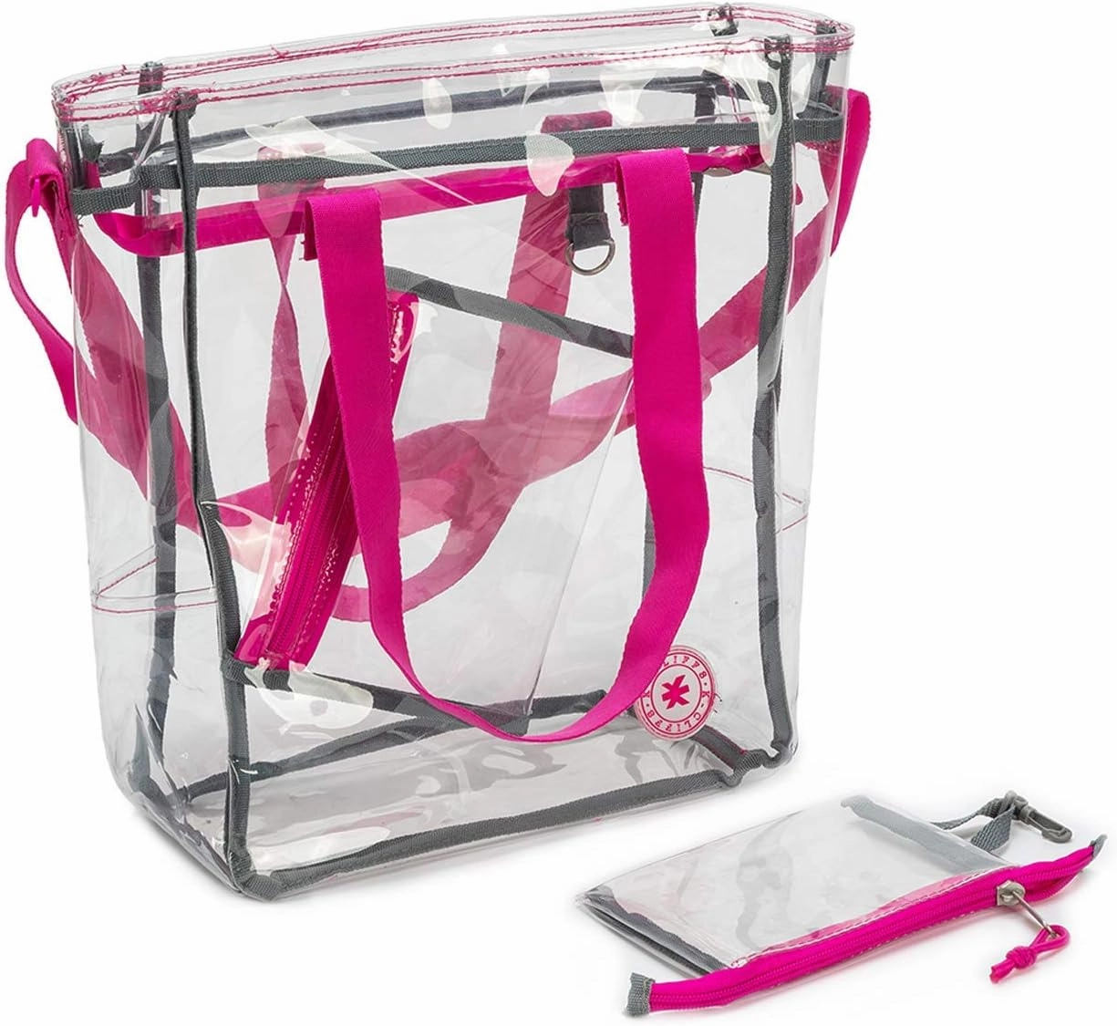 Heavy Duty Clear Tote Bag Quality See Through Messenger Bags with Zipper Durable Transparent Handbag with Cosmetic Pouch