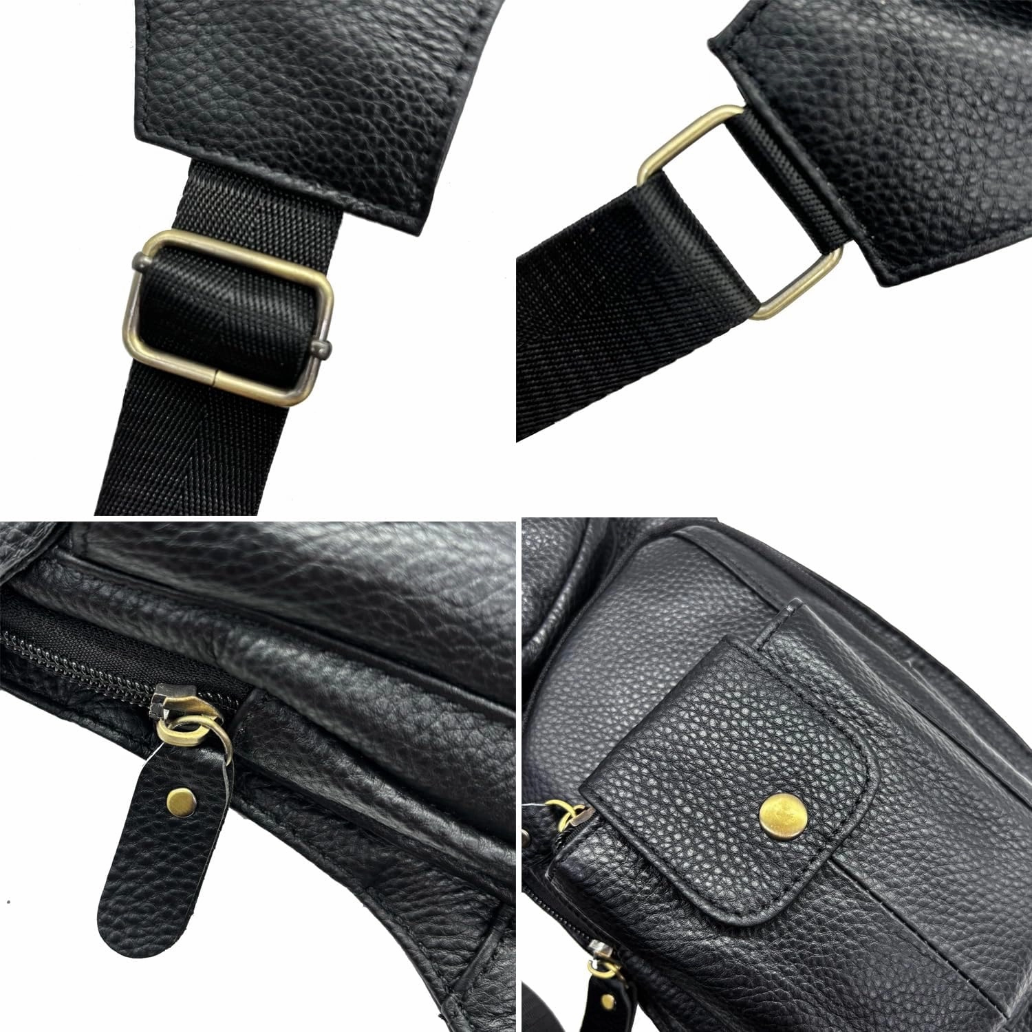 Hebetag Leather Sling Bag Crossbody Backpack for Men Women Travel Outdoor Camping