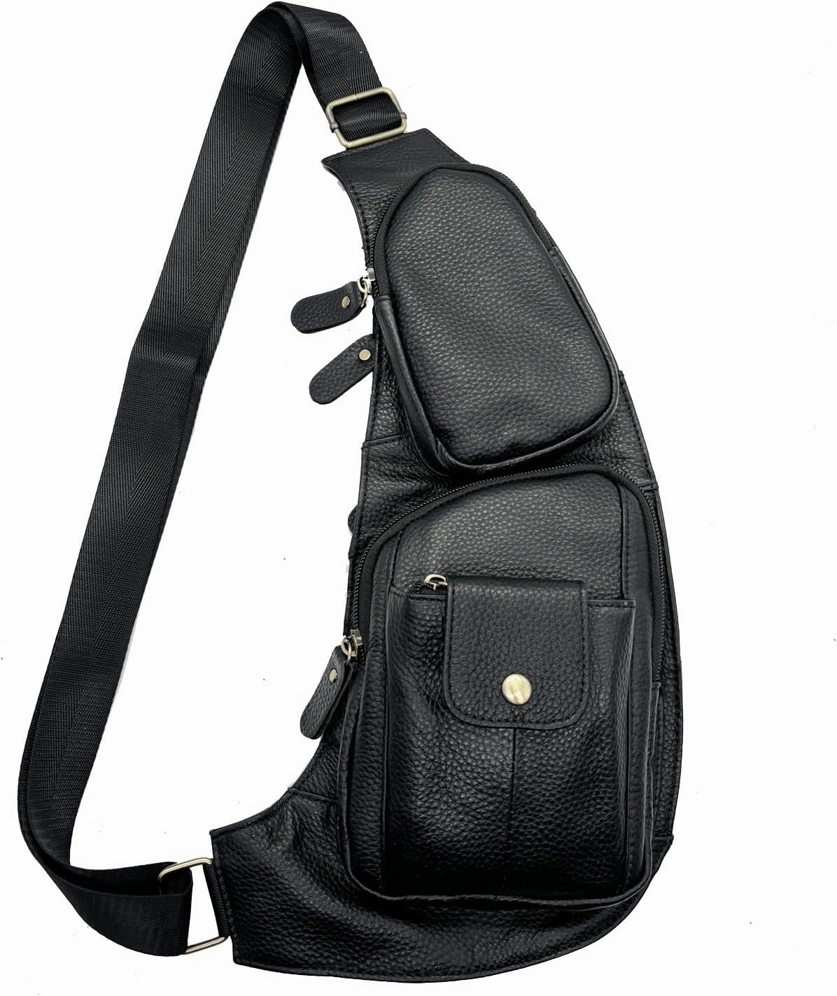Hebetag Leather Sling Bag Crossbody Backpack for Men Women Travel Outdoor Camping