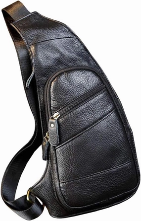 Hebetag Leather Sling Bag Crossbody Backpack for Men Women Travel Outdoor Camping
