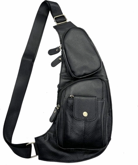 Hebetag Leather Sling Bag Crossbody Backpack for Men Women Travel Outdoor Camping