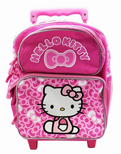 Hello Kitty Pink Fuzzy Patch Preschooler Rolling Backpack (12In)