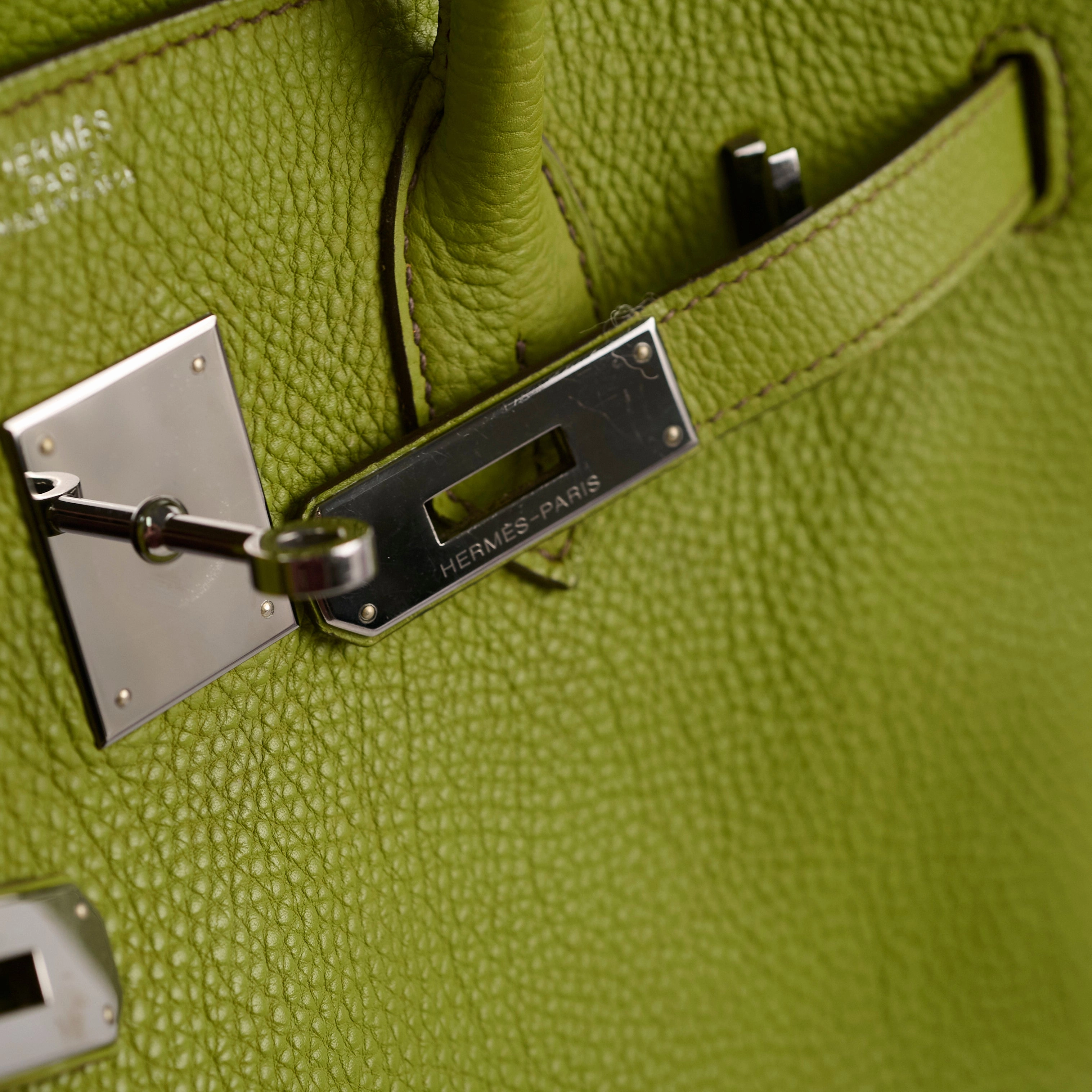 Hermes Birkin 30 togo ruthinium hardware Vert Anis - I Square stamp