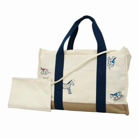 Hermes blue Canvas Tote Bag (Pre-Owned)