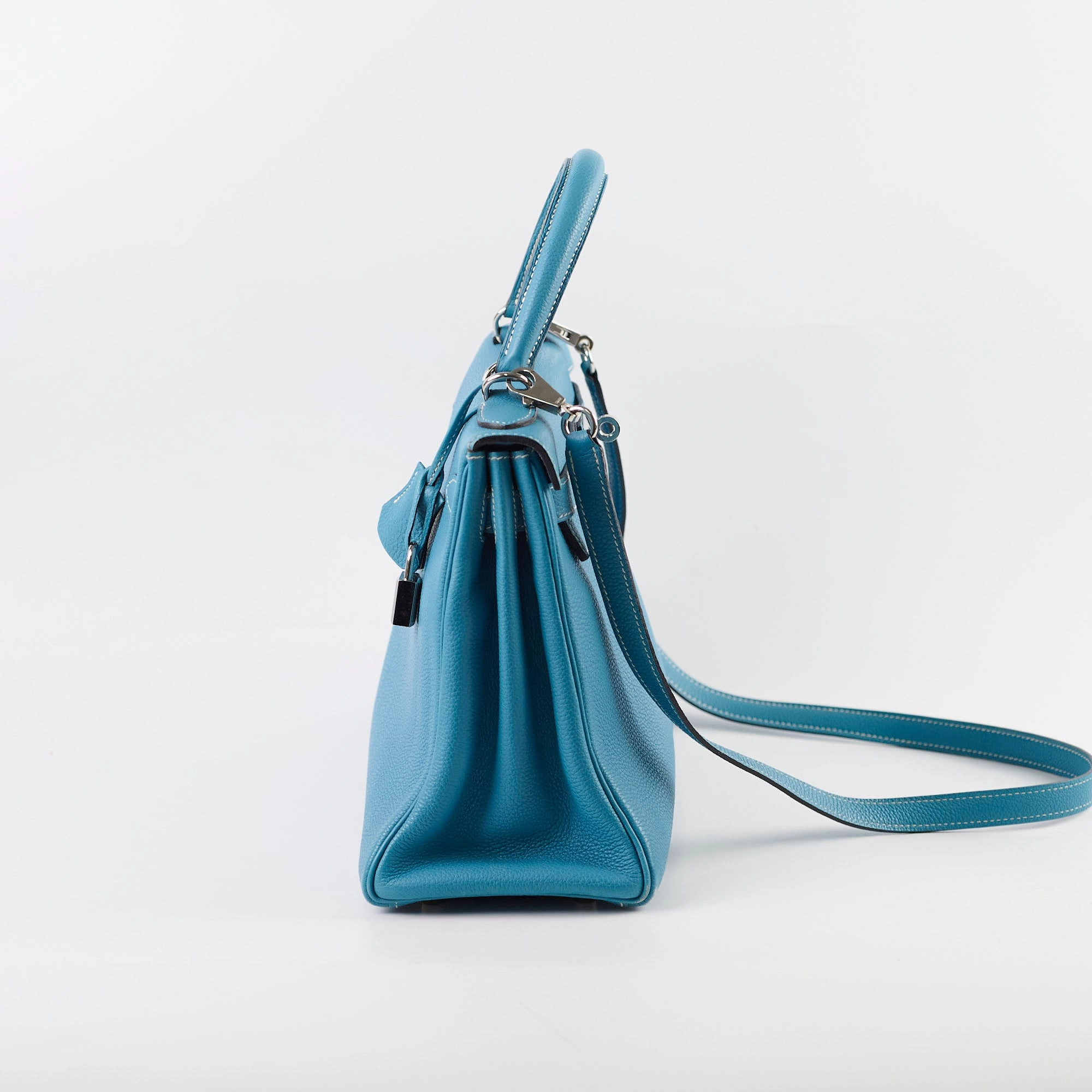 Hermes Kelly 28 Togo Leather Blue Jeans - G square (2003)
