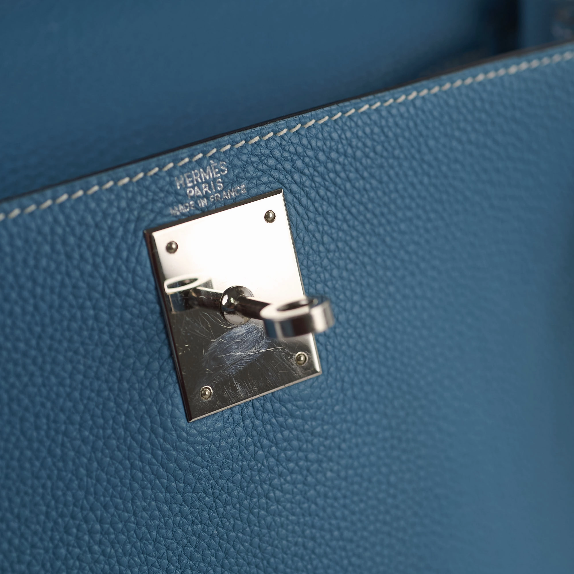 Hermes Kelly 28 Togo Leather Blue Jeans - G square (2003)