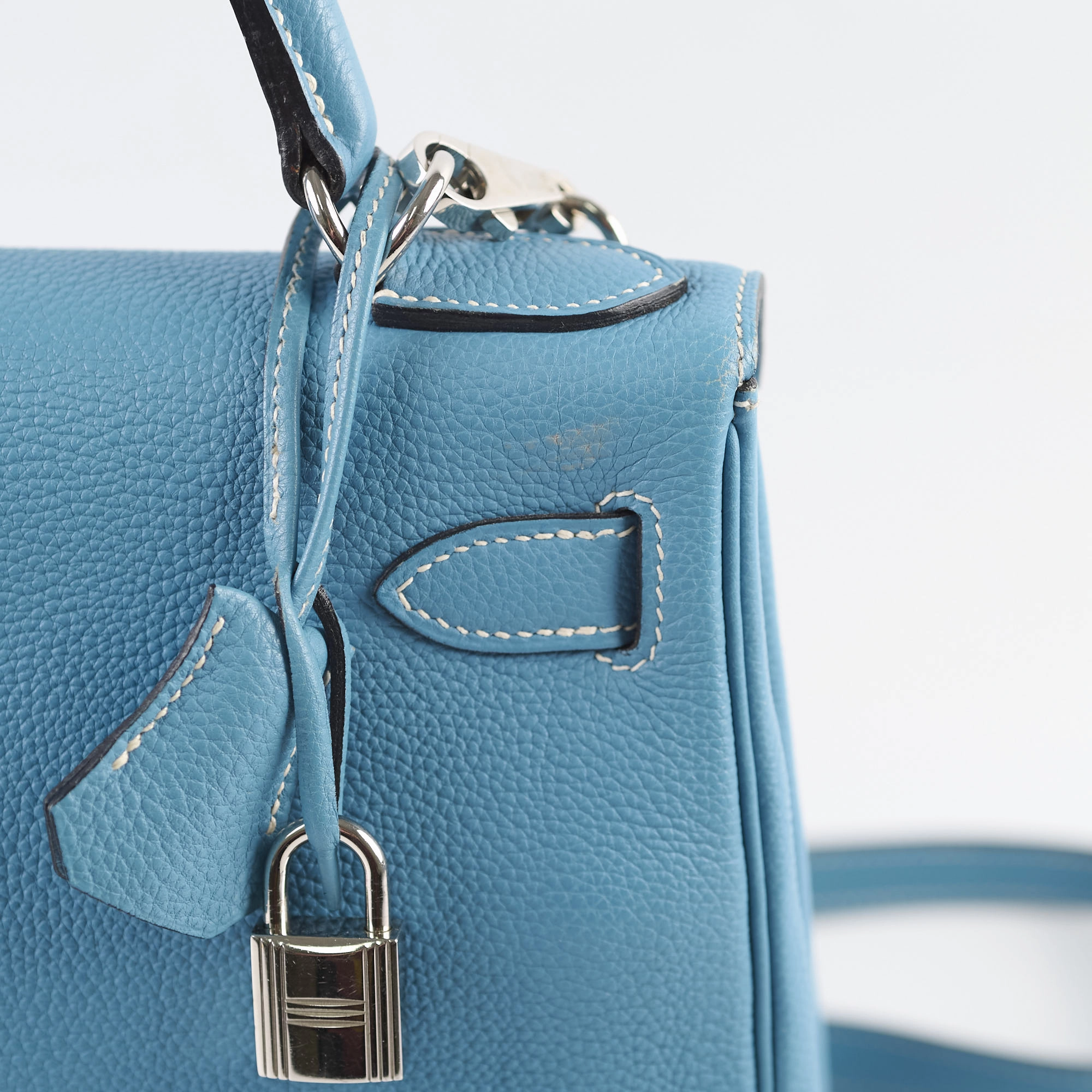 Hermes Kelly 28 Togo Leather Blue Jeans - G square (2003)