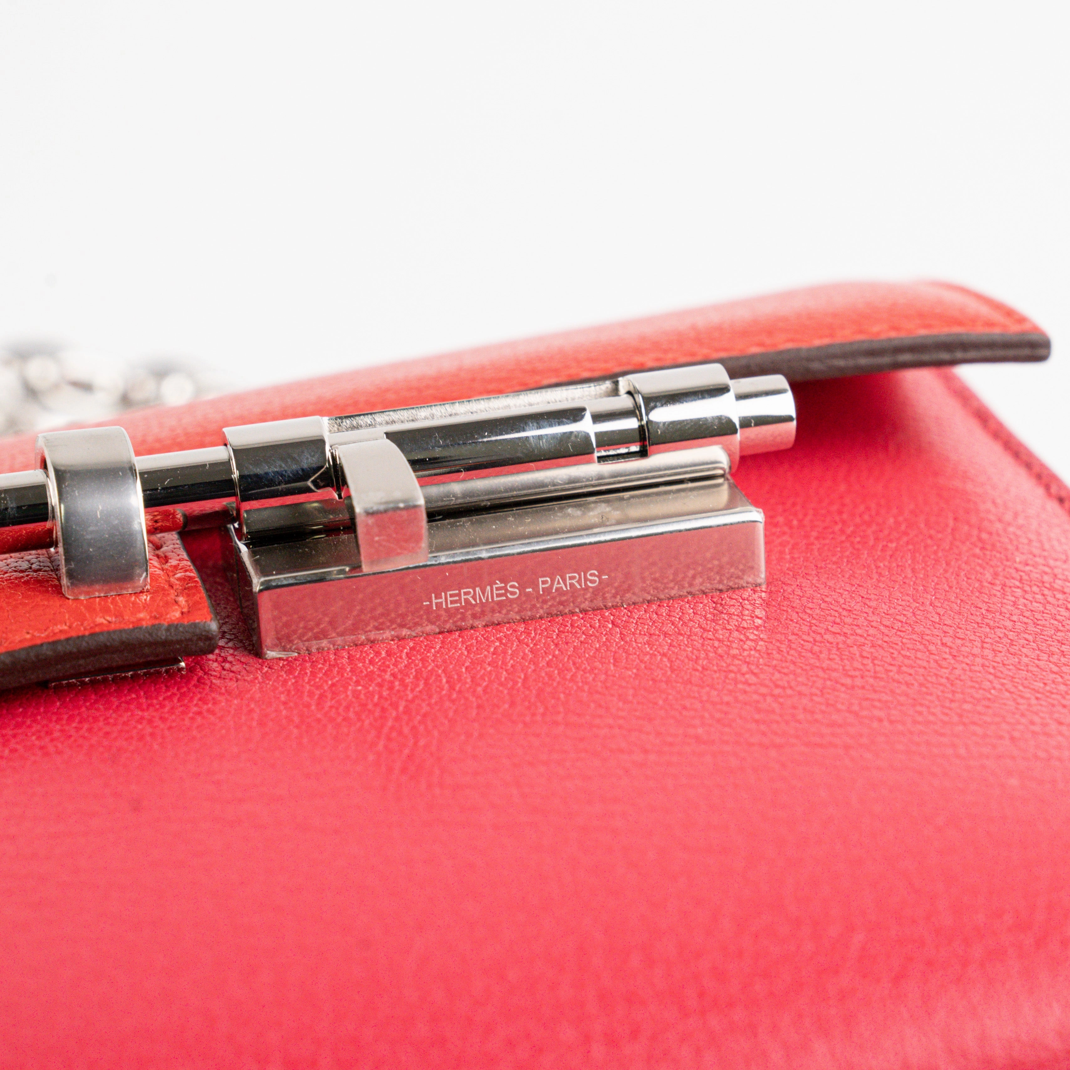 Hermes Mini Verrou Chainr Bag Red/Rose Mexico Y Stamp