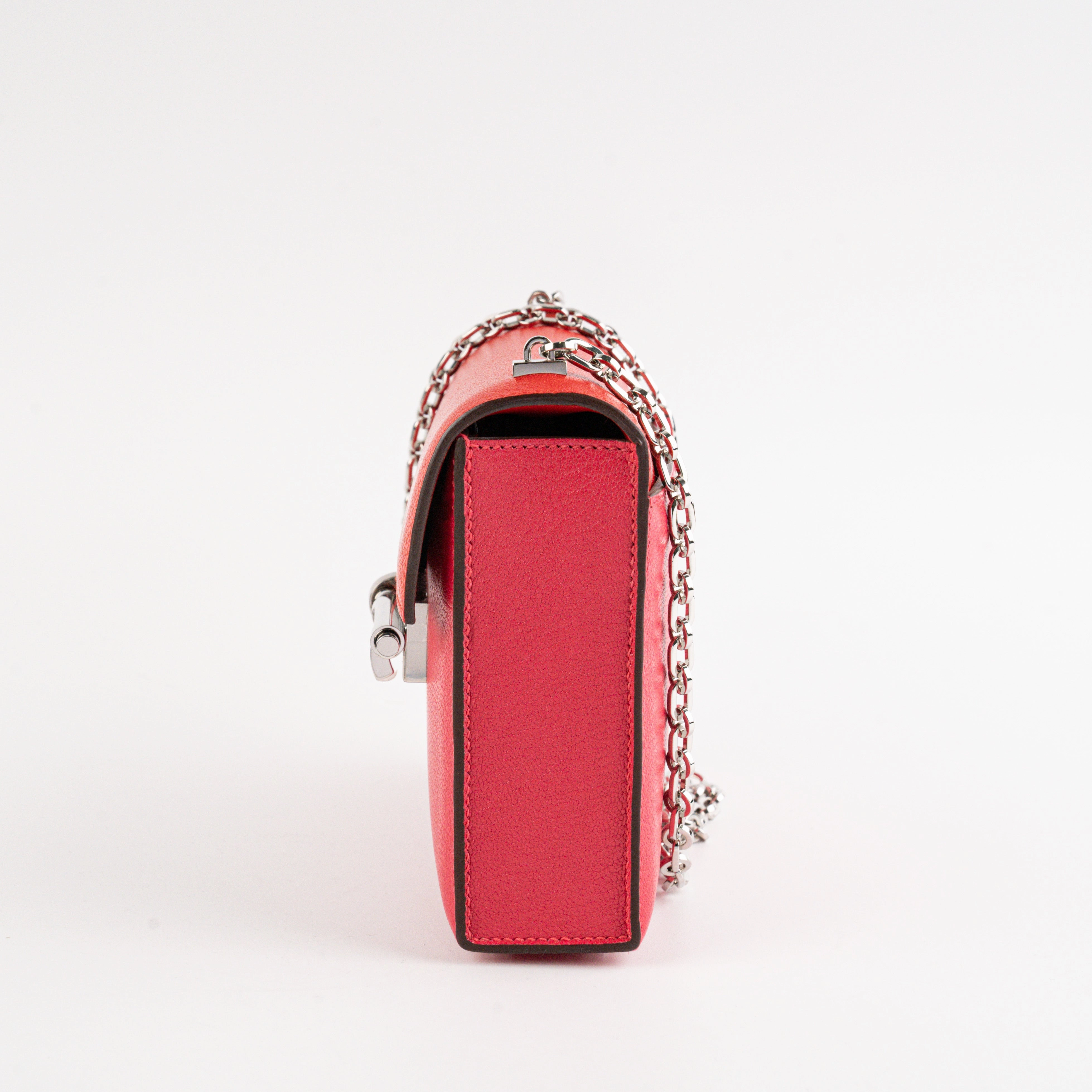 Hermes Mini Verrou Chainr Bag Red/Rose Mexico Y Stamp
