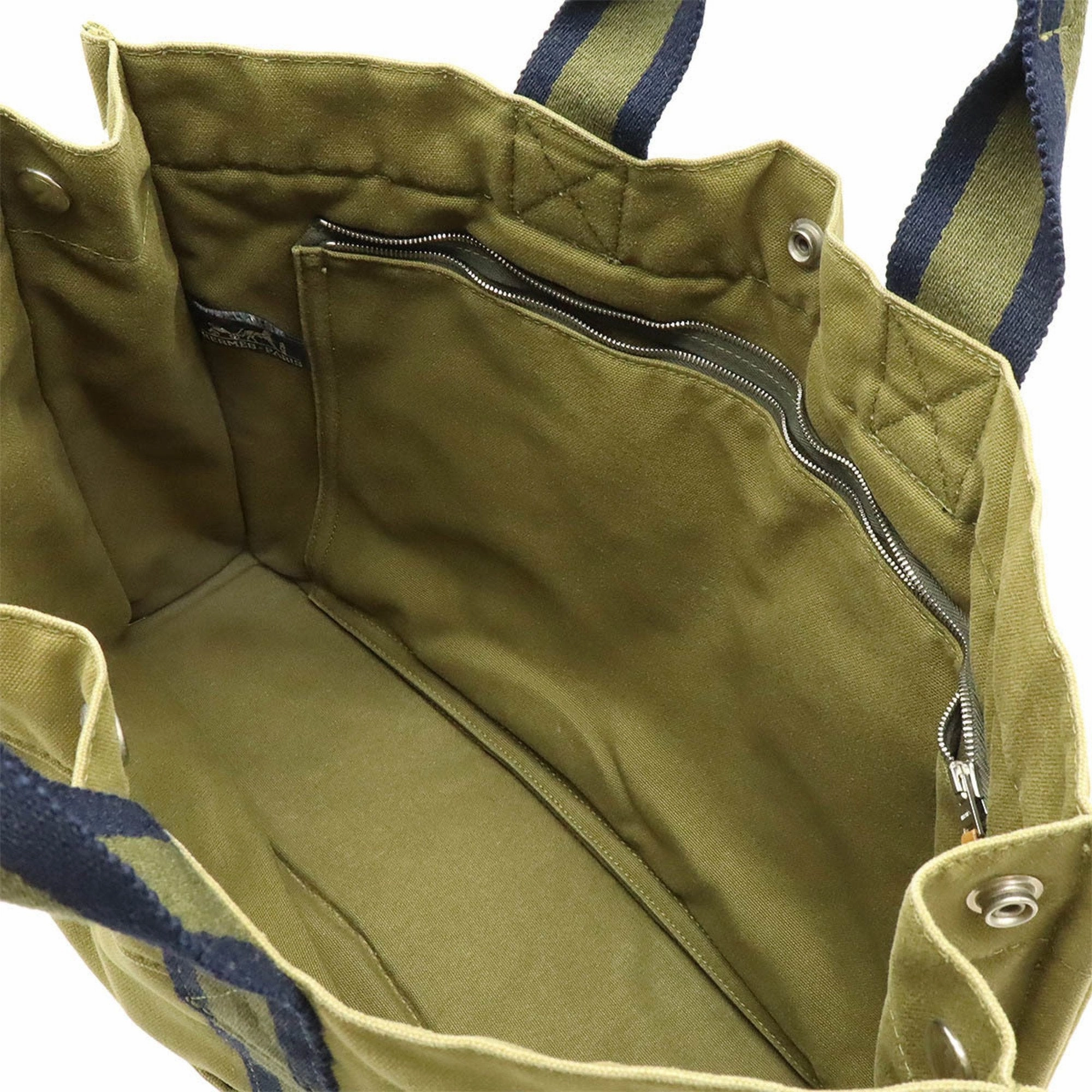 Hermes  Navy Canvas Handbag Tote Bag (Pre-Owned)
