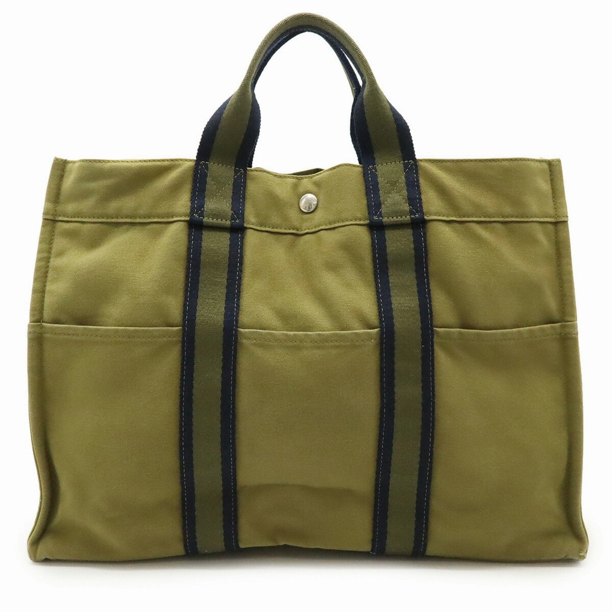Hermes  Navy Canvas Handbag Tote Bag (Pre-Owned)
