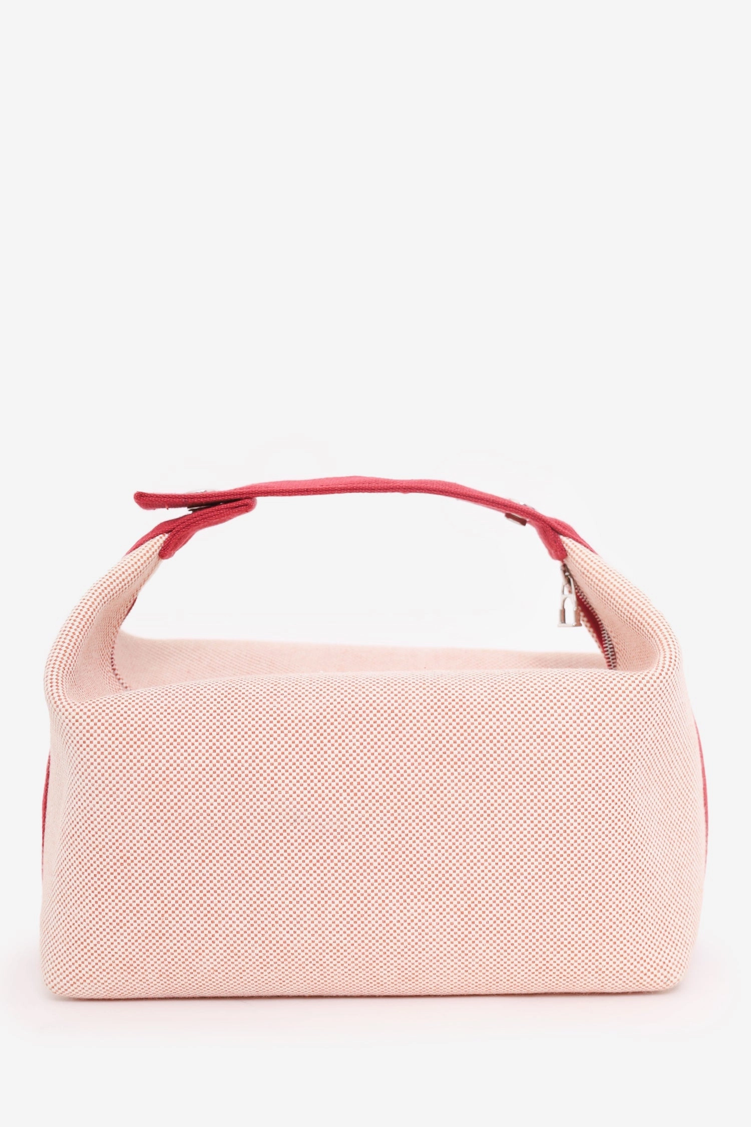 Hermes Red/Beige Canvas Large Bride-A-Brac Pouch