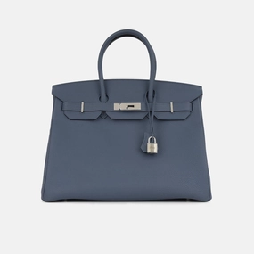 Herms - Birkin 35 - Bleu Brighton Togo PHW - Pre-Loved - 2018