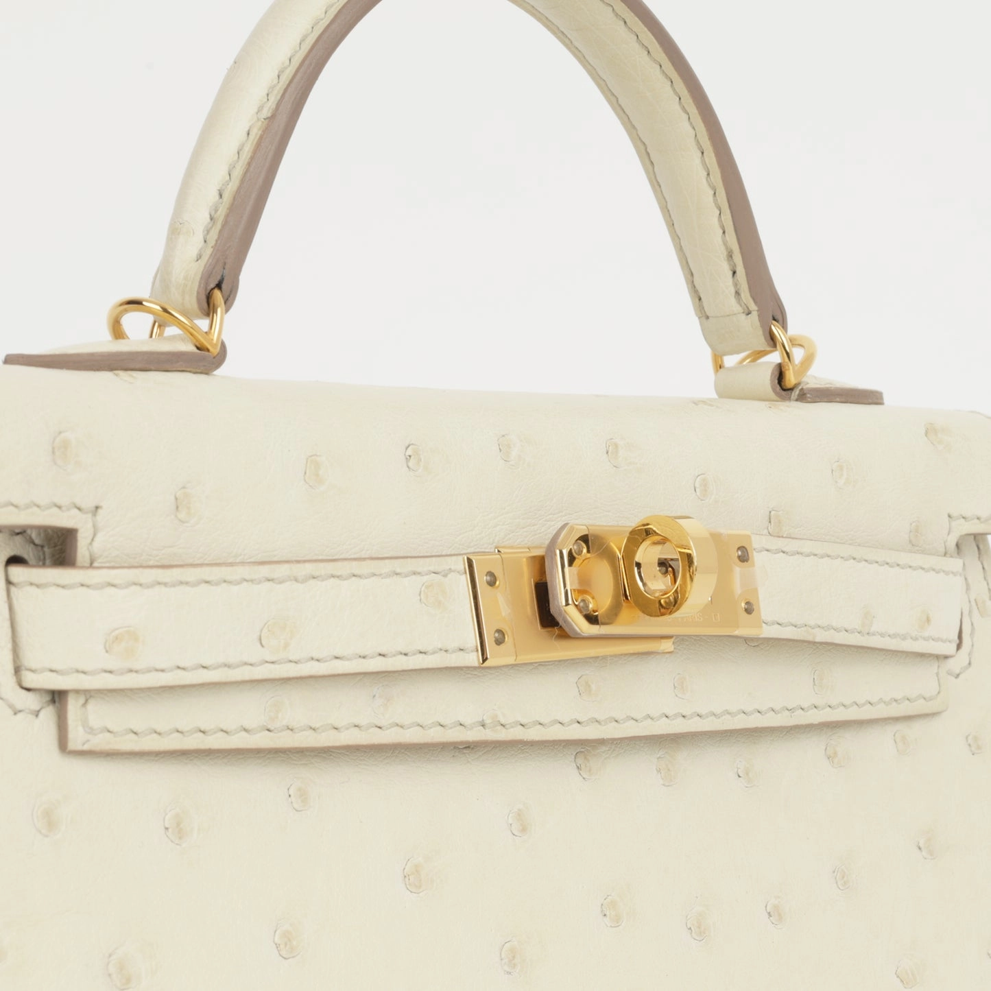 Herms - Mini Kelly - Beton Ostrich GHW - 2022 - Pre-Loved