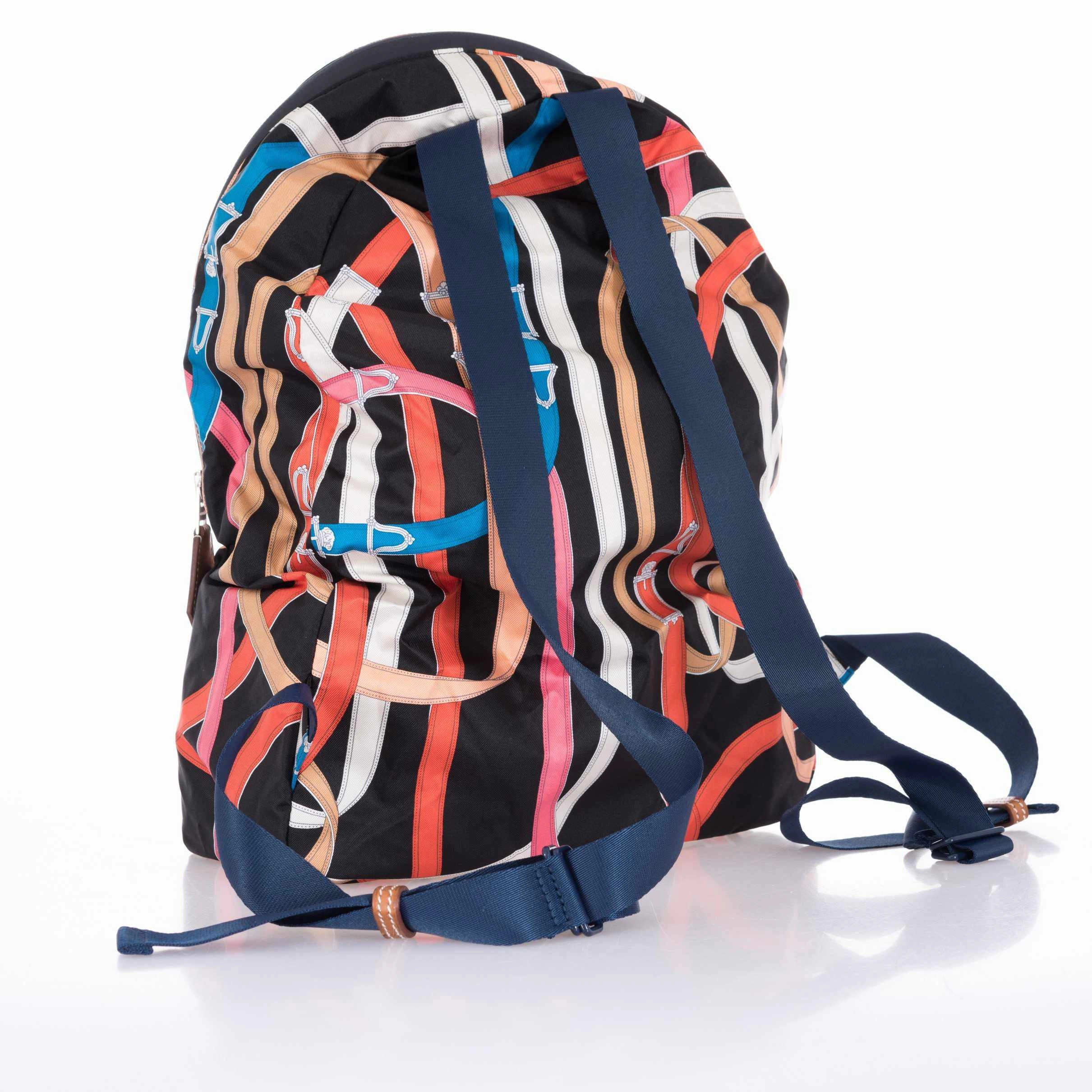Herms Airsilk Backpack Cavalcadour Black Technical Silk