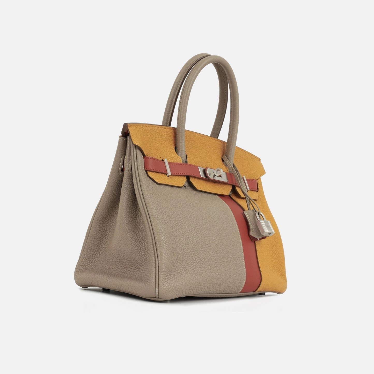 Herms Birkin 30 Cascade Gris Tourterelle / Sanguine / Moutarde Clemence BPHW