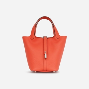 Herms Picotin 18 Orange Field Clemence PHW (NWT)