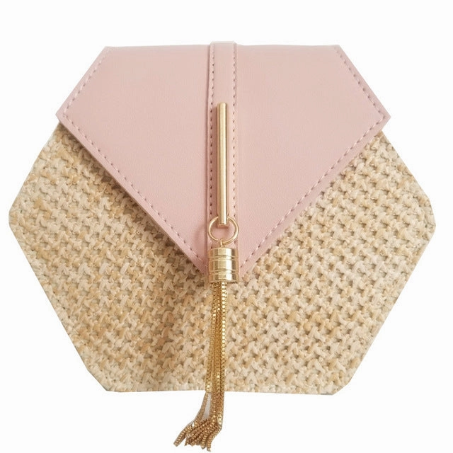 Hexagon Mulit Style Straw leather Handbag Women Summer Rattan Bag Handmade Woven Beach Circle Bohemia Shoulder Bag New Fashion