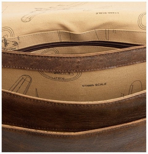 Hidesign By Scully Aerosquadron Brief Laptop Satchel Brief,Walnut,One Size