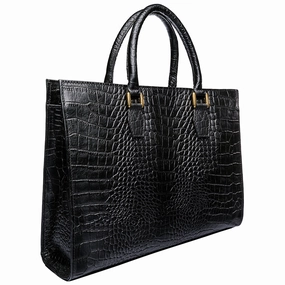 Hidesign Kester Embossed Leather Women's Work Bag Briefcase Black