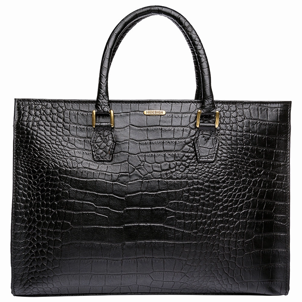 Hidesign Kester Embossed Leather Women's Work Bag Briefcase Black