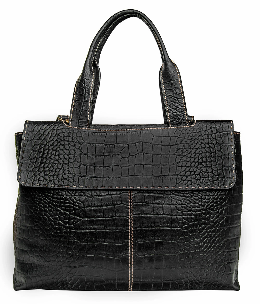 Hidesign Women's Leather Laptop Briefcase Work Bag Black
