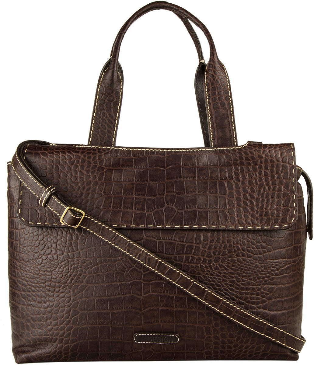 Hidesign Women's Leather Laptop Briefcase Work Bag Brown