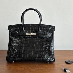 High-end Luxury Classic Togo Leather Bag with Silver-Tone Hardware and Crocodile Pattern  A Must-Have Designer Bag, Perfect Gift for Her