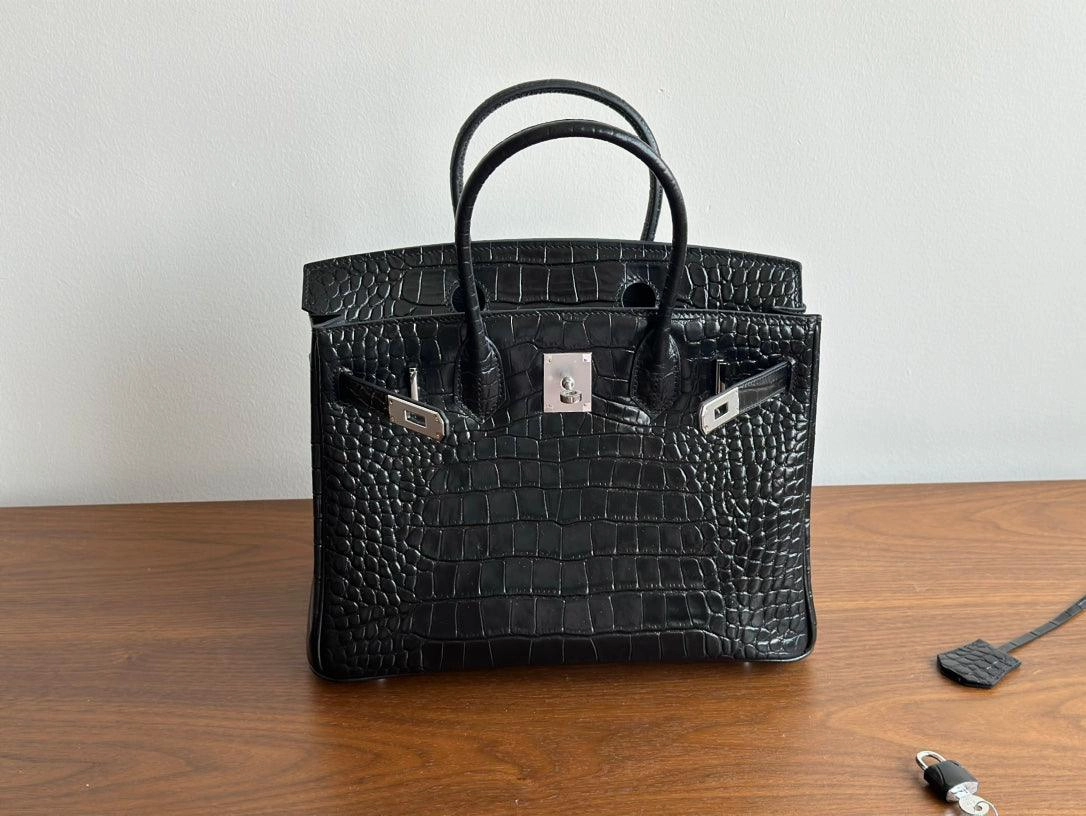 High-end Luxury Classic Togo Leather Bag with Silver-Tone Hardware and Crocodile Pattern  A Must-Have Designer Bag, Perfect Gift for Her