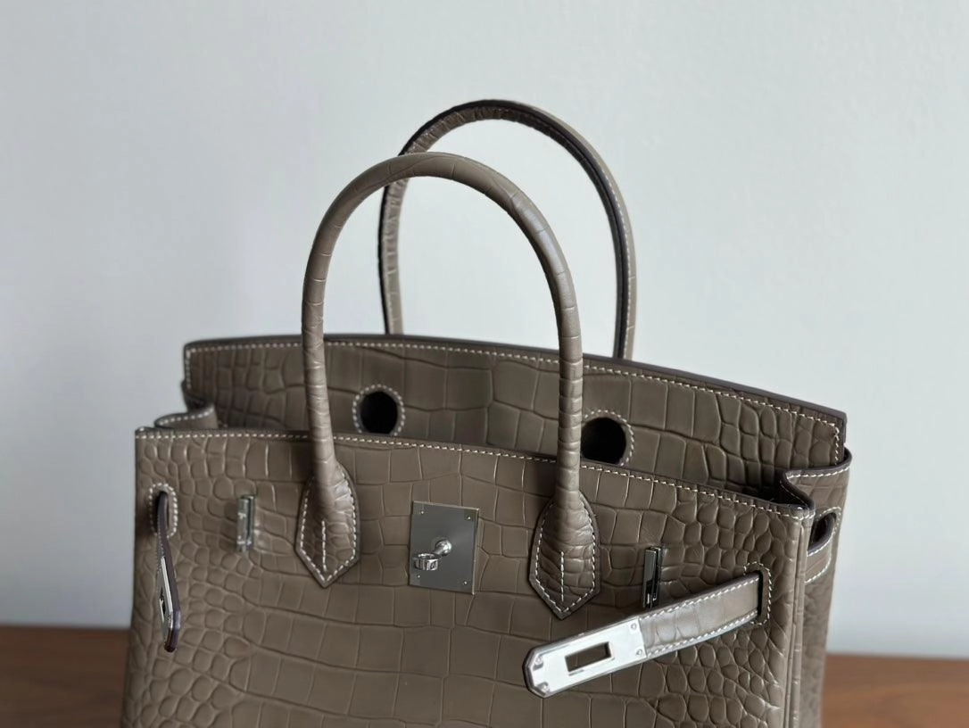 High-end Luxury Classic Togo Leather Bag with Silver-Tone Hardware and Crocodile Pattern  A Must-Have Designer Bag, Perfect Gift for Her