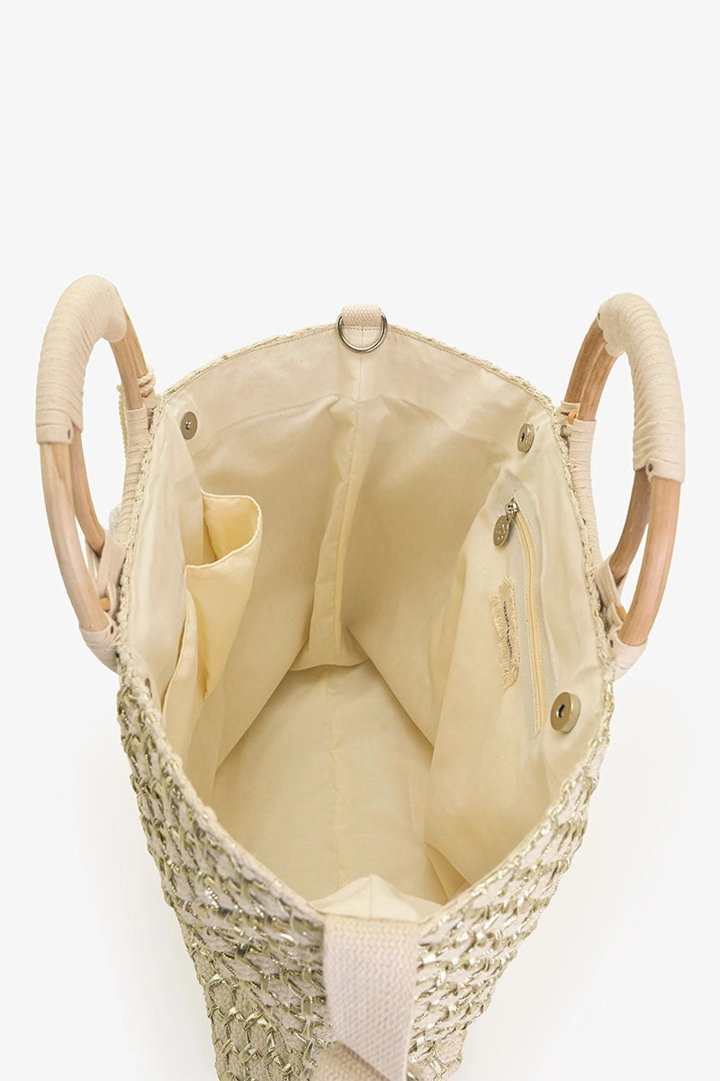 Honeycomb Natural Lurex Tote