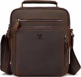HUMERPAUL Crossbody Bag Shoulder Bag for Men, Genuine Leather Man Bag Vintage Messenger Bag for Travel Work Business