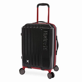 Hurley Swiper Hardside Spinner Carry On Luggage 21", Black/Red