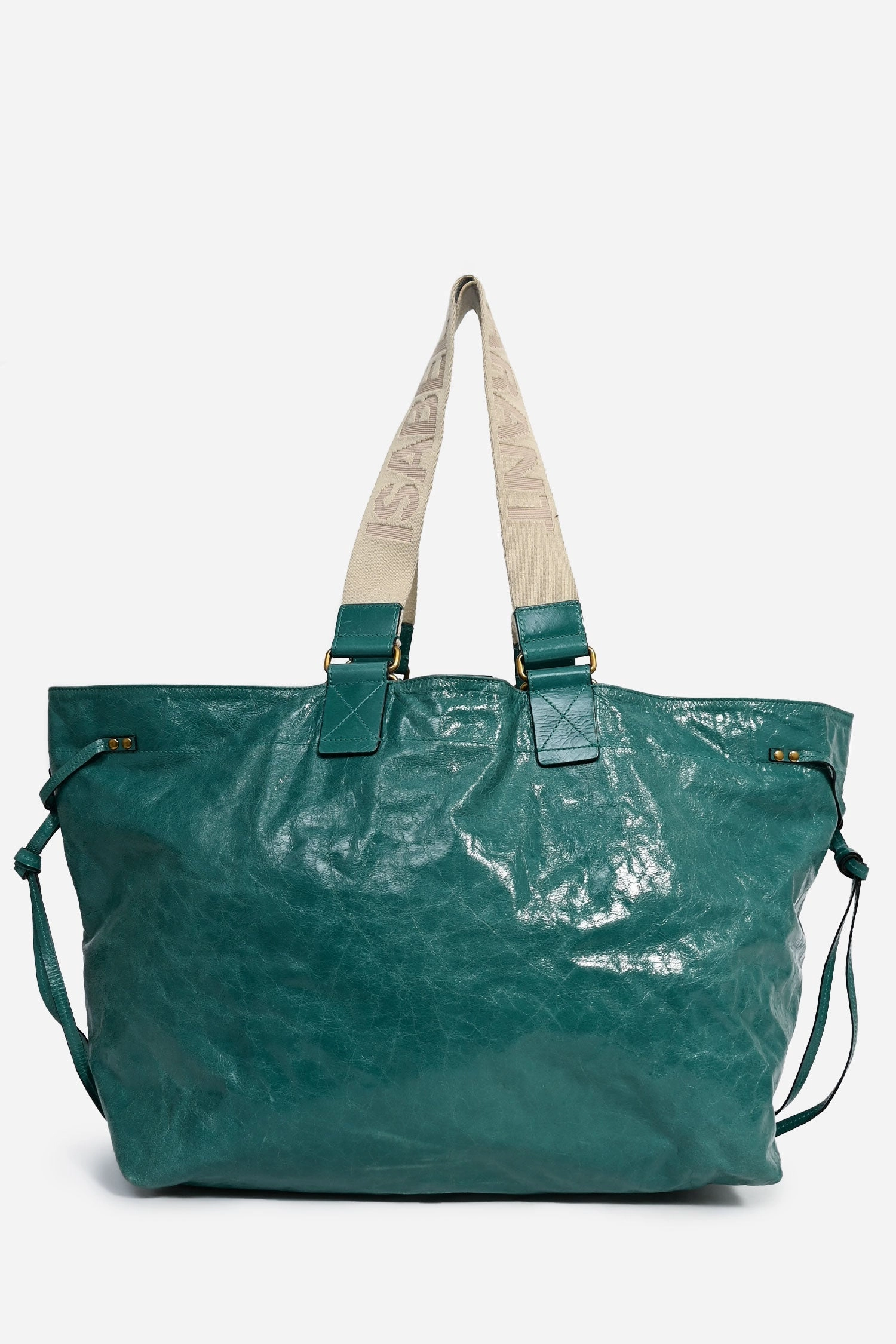 Isabel Marant Green Crinkle Leather 'Wardy' Tote Bag