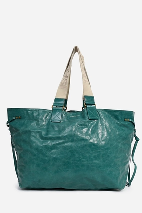Isabel Marant Green Crinkle Leather 'Wardy' Tote Bag