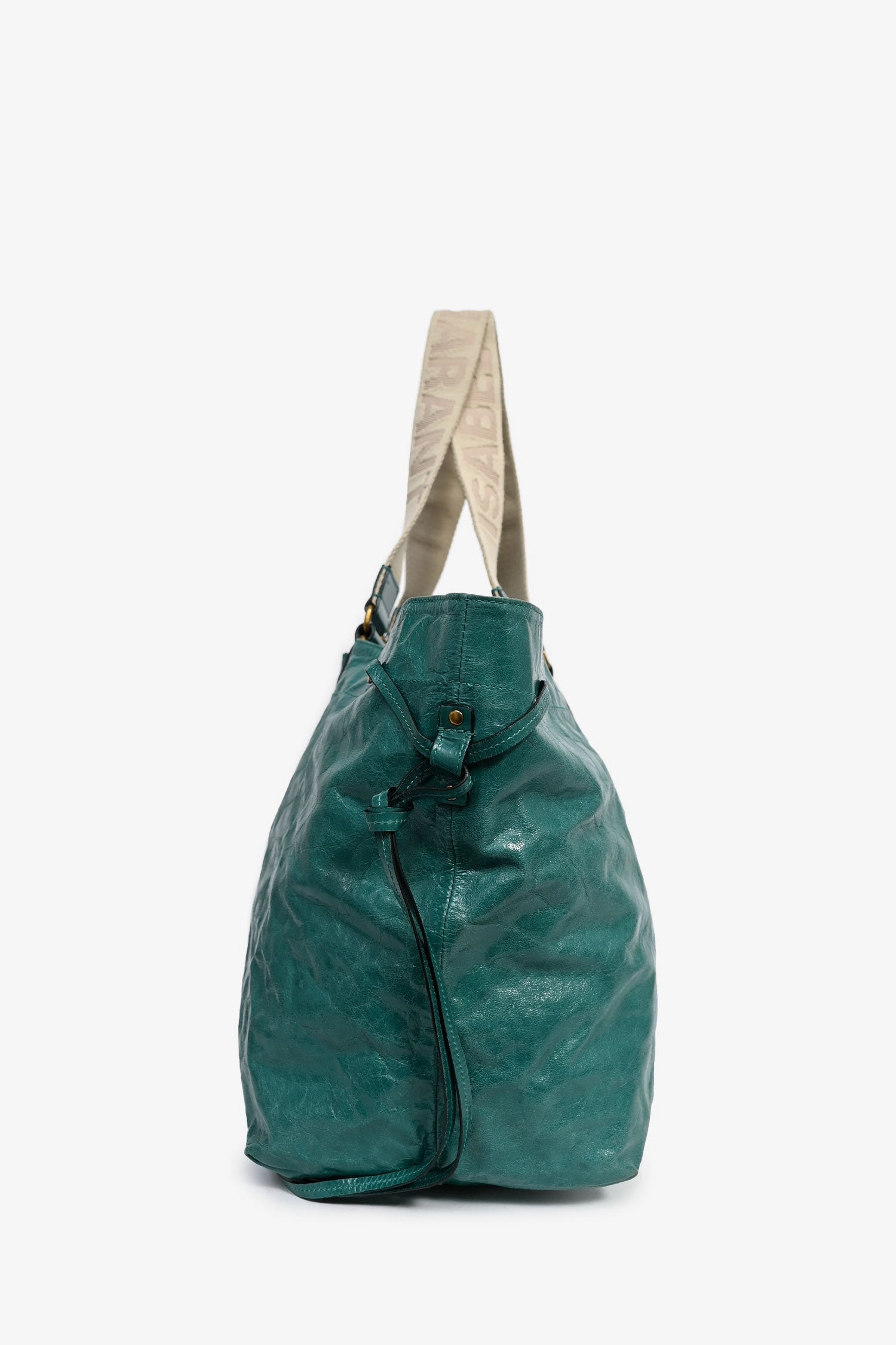 Isabel Marant Green Crinkle Leather 'Wardy' Tote Bag